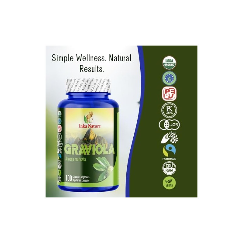 Inka Nature Graviola Annona Muricata 100 Caps 25-Day Supply -
