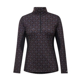 Kerrits Women's On Course Quarter Zip Fleece Tech Top Black Tack Trunk Geo Size: 2X