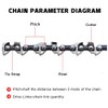 Kakei Chainsaw Chain 16'' 3/8'' LP 0.043'' 55 semi chisel