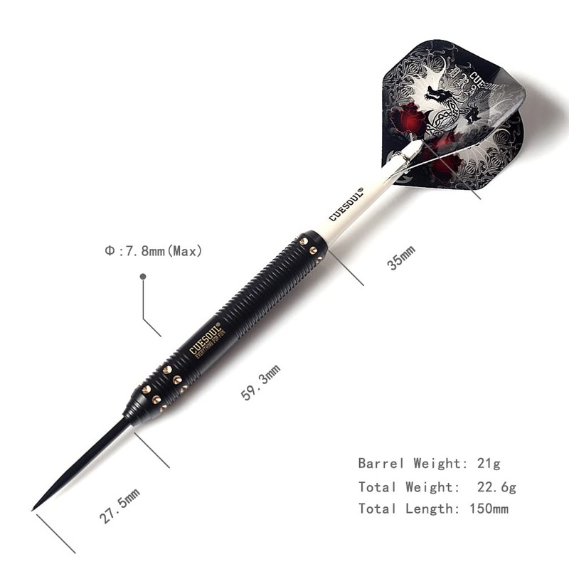 CUESOUL Dragon Deluxe Brass Steel Tip Darts Pack,21 Grams F2304-L