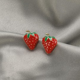 Fruit Stud Earrings for Women Dainty Tiny Fruit Stud Earrings Unique Avocado Earrings Cute Lifelike Orange Pineapple Funny Mangosteen Earrings Summer Fruits Jewelry Gifts (strawberry)