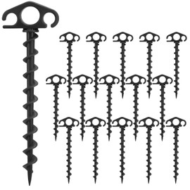 COBARYEN Tent Stakes Sand Stakes for Beach Tent 16 Pack Spiral Anchor Stakes 9.4 Inch Heavy Duty Screw Canopy Stakes for Camping, Hiking and More (16, Black)