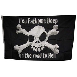 Trade Winds 3x5 Pirate 10 Fathoms Deep Skull Crossbones Flag 3'x5' Banner Brass Grommets Premium Fade Resistant