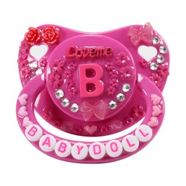 CutiePlusU Adult Sized Pacifier Dummy for Adult-Big Shield DIY Handmade-Love Me DarkPink