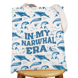 G2TUP Narwhal Tote Bag Narwhal Lover Gifts In My Narwhal Era Gifts Narwhal Fish Shoulder Bag (Narwhal Era)