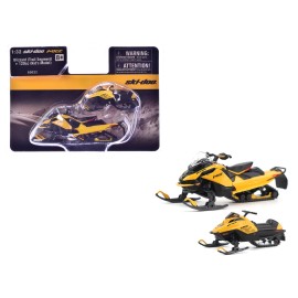 DCD Ski-Doo MXZ Blizzard (Trail Segment) 120cc Kid's Model Neo Yellow Diecast Snowmobile Set 1/32 Scale