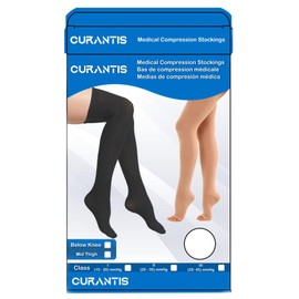 Premium CURANTIS Graduated Medical Compression Below Knee Stockings for Men and Women - Class 2 (23-32 mmHG) Socks Pair for varicose veins, Maternity, Nurses, Travel, Flight, Sports - (XX-Large) Beige
