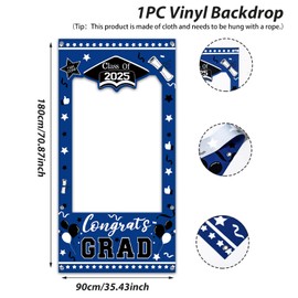 Graduation Decorations 2025 Photobooth Props,Blue Graduations Picture Props for Graduation Decorations Class of 2025,Congrats Grad Booth Frame Photo Props Grad Party Supplies for College High School