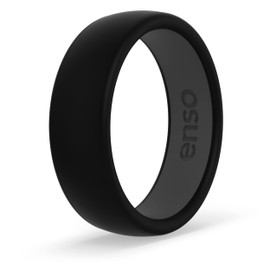 Enso Rings Dual Tone 2.0 Silicone Wedding Ring – Two Tone Hypoallergenic Wedding Band – Comfortable Band for Active Lifestyle – Obsidian/Slate, Size 11