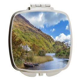 Island Gifting - Image of kylemore abbey in Ireland - Square Compact Mirror - Travel Mirror