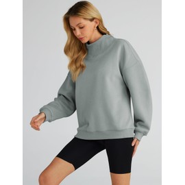 Trendy Queen Womens Oversized Sweatshirts Turtleneck Pullover Long Sleeve Hoodies Tops Fall Fashion Outfits 2024 Clothes GreyGreen S