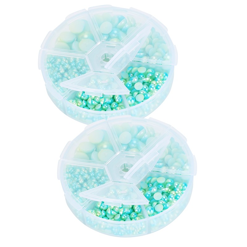 2Boxes Gradient Imitation Pearl Semicircular Nonporous Flat Back Decorative Accessories