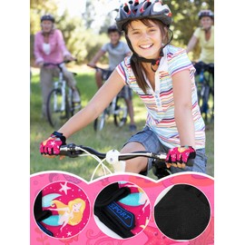 3 Pairs Kids Bike Gloves Kids Half Finger Fingerless Workout Gloves Non-Slip Gel for Bike Motorcycle(Cute,8-12 Years)