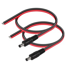 CERRXIAN DC5521 Power Pigtails Cable, 1 ft 14AWG 5.5 mm x 2.1 mm DC Male Bare Wire Open End Power Wire, DC Supply Repair Cable for CCTV Security Camera LED Strip Light Etc-2 Pieces (1FT 5521 Male)