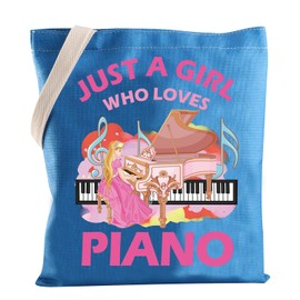 MBMSO Piano Music Tote Bag Piano Gifts for Piano Player Piano Lover Gifts Just Who Loves Piano Shoulder Bag Pianist Gifts, Girl Piano Tb-blue, Medium, Shopping Tote Bag