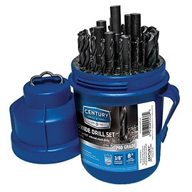Century Drill & Tool 24538 Pro Grade Reduced Shank Black Oxide Drill Set, 29 Piece, Made in The USA