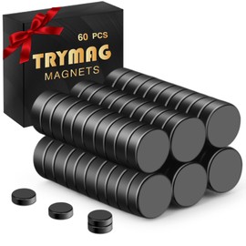TRYMAG Small Magnets 60Pcs, Multi-Use Premium Epoxy Coating Tiny Black Fridge Magnets Small Rare Earth Magnets,Mini Neodymium Disc Magnets for Whiteboard, Crafts, Office, Dry Erase Board, School