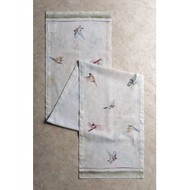 Maison d' Hermine Tablerunner 100% Cotton 37cm x 230cm Table Runner, Decorative Washable Easter Table Runners for Dining, Buffet Parties & Camping, Flying Birds - Spring/Summer