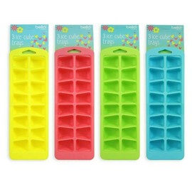 "Bello" Pack of 3 Bright & Colourful Ice Cube Trays Perfect for Freezer Use