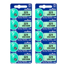 Murata 321 Battery SR616SW 1.55V Silver Oxide Watch Button Cell (10 Batteries)