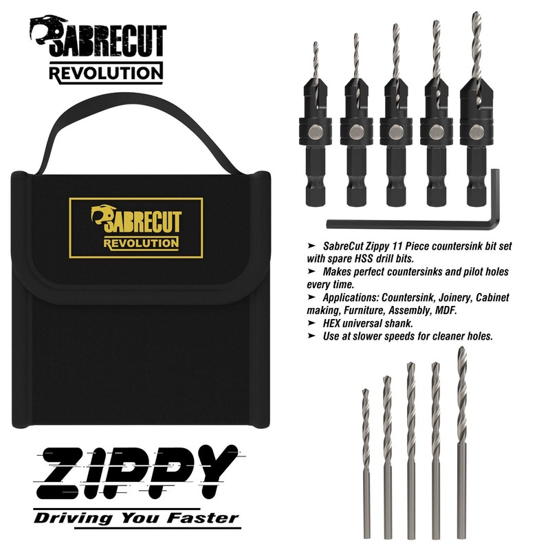 11 x SabreCut Zippy SCRKZ1 Countersink Set with Adjustable Pilot