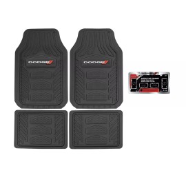 Dodge New 5pc DODGE Car Truck Suv Front Back Rubber Floor Mats / LICENSE PLATE COVER