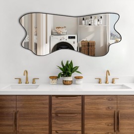 DAOYIJIAJU Irregular Mirror, Large Asymmetrical Wall Mirror, 47.2"x21.2" Modern Oblong Mirror, Weird Shaped Mirrors for Living Room Bathroom Bedroom Entryway Fireplace
