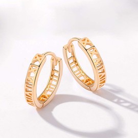 K.L.Y Women's Hoop Ring, 925 Silver, Openwork Roman Characters, Popular Earrings, Hypoallergenic Metal, Individuality, Sterling Silver, Birthday Gift, Sterling Silver