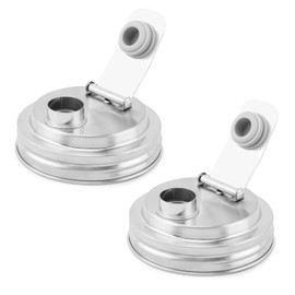 2 Pcs Mason Jar Pour Spout Lid, Stainless Steel Jar Lid Airtight Seal Cove-r Leakproof Mason Ja r Pitcher Lids for Drinking, Salad Dressing, Food Storing(COLOR:silver)