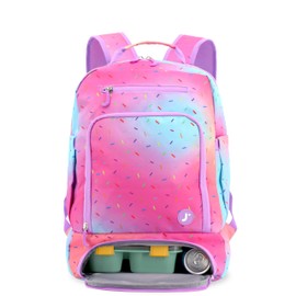J World New York 2 in 1 Box. School Bookbag Lunch Backpack for Kids Adults, Confetti, Large