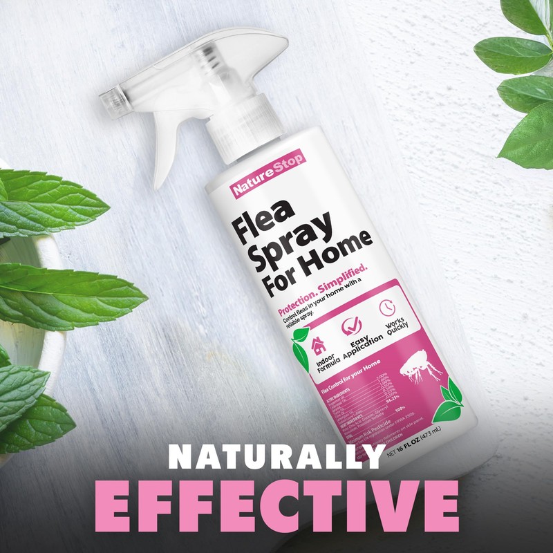 NatureStop Flea Spray for Home, Fast-Acting Flea Killer for Carpets,