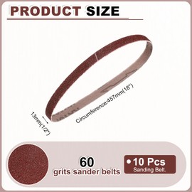 HARFINGTON 1/2 x 18 Inch Sanding Belts, 10 Pcs 60 Grits Aluminum Oxide Abrasive Belt Sander File Belt for Woodworking, Metal Polishing, Knife Sharpener