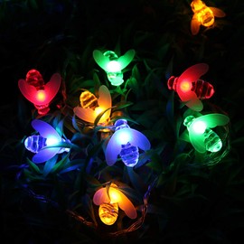 Dreamworth Bee String Lights, 19.6Ft 40 Led Bee Shape Fairy String Lights Battery Operated String Lights with Remote Control for Garden, Patio, Lawn Decoration (Colorful)