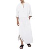 Jacansi Men's Kaftan Robe Casual Cotton Linen Button Down Long
