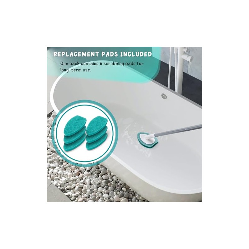 Shower Scrubber with Long Handle, 47'' Bathtub Scrub Brush, Bathroom