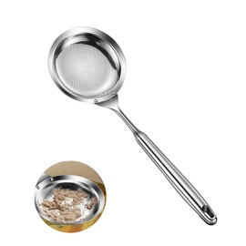 Fine Mesh Strainer - Oil Strainer Spoon for Bacon Grease & Soup Skimming, Stainless Steel Fat Skimmer with Heat-Resistant Handle (4.3 Inch)