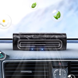 Solar-Powered Car Air Purifier with USB Charging & Ozone Odor Elimination - Portable HEPA Filter-Free Ionizer for Smoke, Pet Odors, VOCs - Compact, Silent, Best for Car Use (8819 carbon fiber)