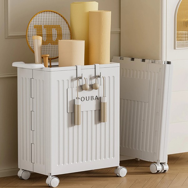 White Storage Box With Lid Universal Wheels Collapsible Storage Organizer