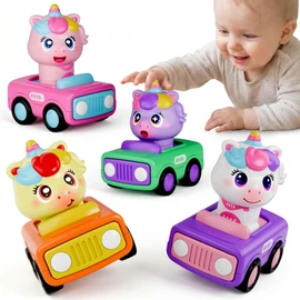 iPlay, iLearn Press to Go Unicorn Car Toys for Toddler 1-3, Baby Racing Car