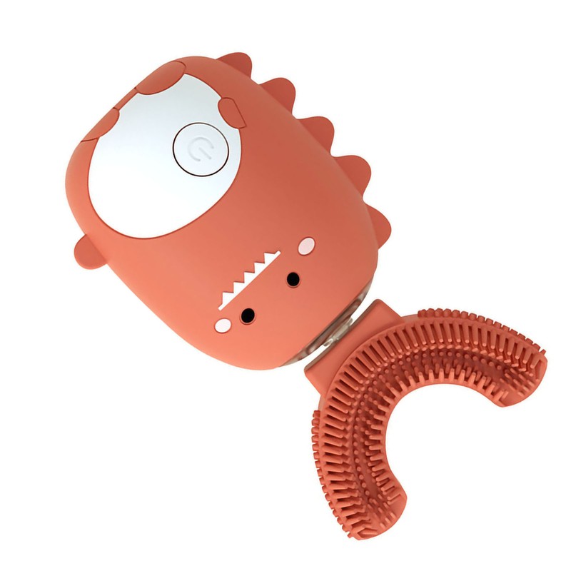 Kids Electric Toothbrush U Shaped IPX7 Waterproof Automatic Toothbrush Dinosaur