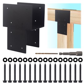 2 PCS 6"x 6" Post Caps Tie Brackets (Actual 5.5"x5.5"), Heavy Duty Metal Steel Connectors for Gazebo, Deck, Patio Wood Post to Beam Support-Black