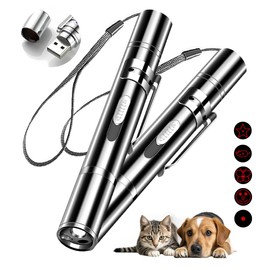 Rumcut Laser Pointer Cat Toys, Cat Laser Pointer Toy with Three Light Modes, Five Adjustable Patterns,USB Portable Charging, Interactive cat Toy Multifunctional and Portable(2Pcs)