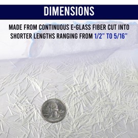 SIMOND STORE 1/2" Chopped E-Glass Fiber Strand - 1 Pound Fiberglass Fiber for Reinforcement - Compatible with Epoxy, Vinyl Ester, and Polyester Resin System