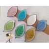 TOPYOKK Ceramic Leaf Shaped Spoon Rest for Stove Top, Ice