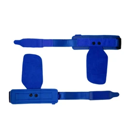 Monkey Power Straps con Callera de Piel Azules, Gym Crossfit Muñequera (G 21-25CM MUÑECA 15-20CM Palma)