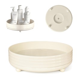 Make Up Kosmetik Organizer, 360°Drehbarer Organizer, Multifunktionale Kosmetikaufbewahrung, Aufbewahrungsbox Desktop, Geeignet als Geschenk, für Frisiertisch, Schlafzimmer, Badezimmer, Beige