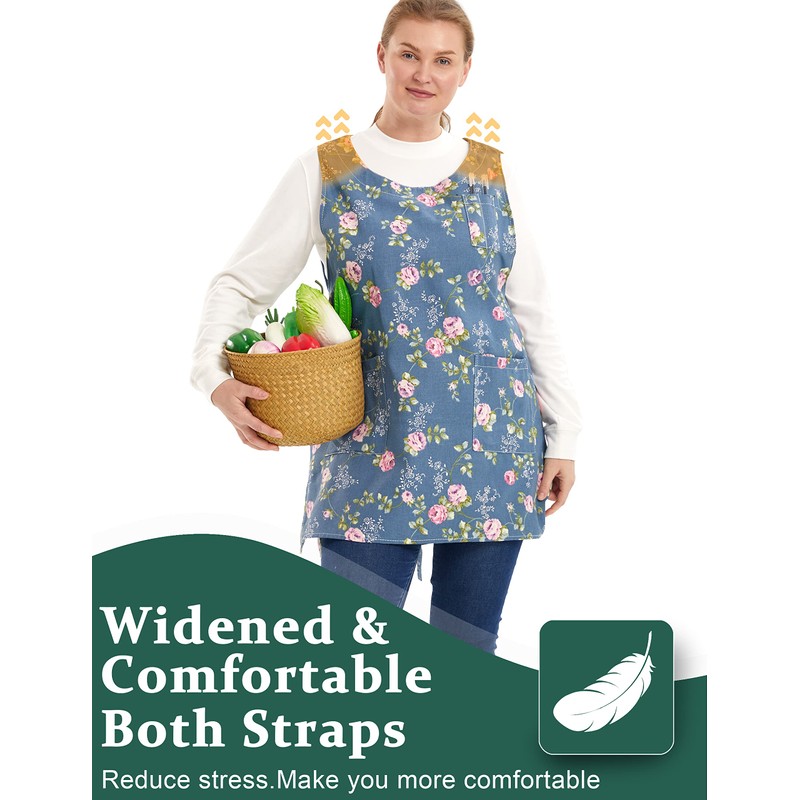 Plus Size Aprons for Women with Pockets Cotton Linen Cobbler