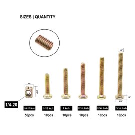 Baby Bed Crib Screws Hardware Replacement Kit, binifiMux 100pcs 1/4-20" Crib Hardware Screws Barrel Nuts Replacement Kit for Cot Chairs Furniture