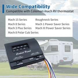 7330F3852 RV Thermostat Single Stage Heating/Cooling Control 12V DC, Compatible with Coleman Mach Series RV Air Conditioner Parts (Black)