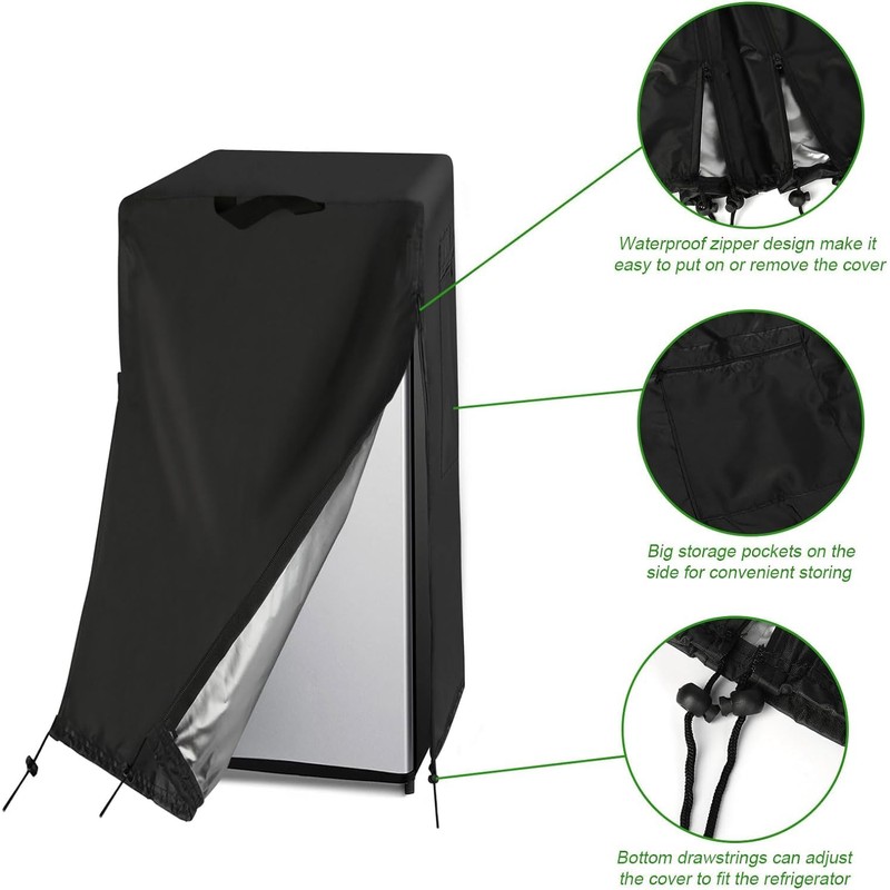 Guisong Refrigerator Cover, Waterproof&Dustproof Cover for Protecting Upright Freezers/Beverage Refrigerator-Suitable